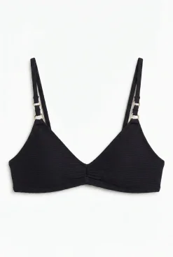 Top biquíni push up canelado preto