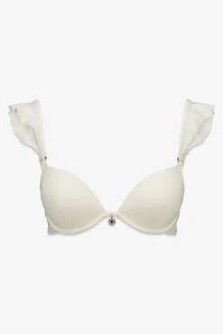 Top biquíni push up com aro e folho branco