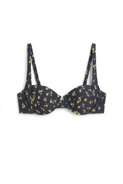 Top biquíni push up mini flores amarelas
