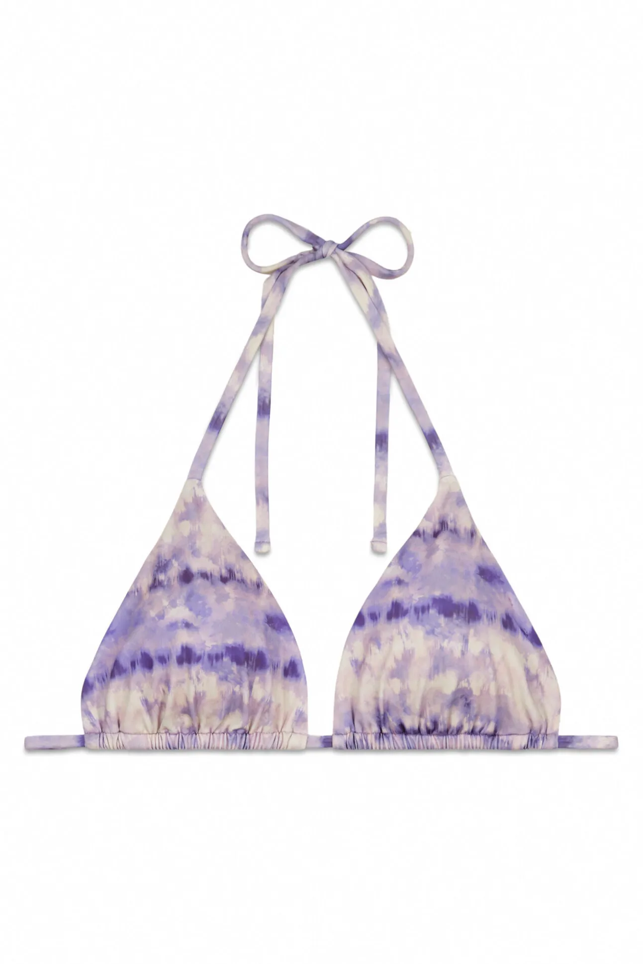 Top biquíni triangular cortina estampado Tie Dye lilás