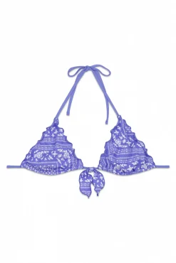 Top biquíni triangular cortina estampado