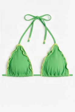 Top biquíni triangular cortina verde