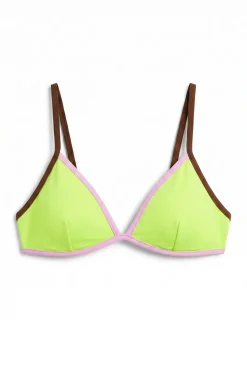 Top biquíni triangular fixo amarelo