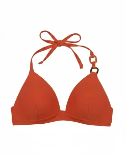 Top biquíni triangular fixo laranja