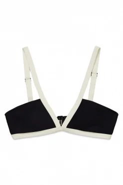 Top biquíni triangular semibrilhante preto