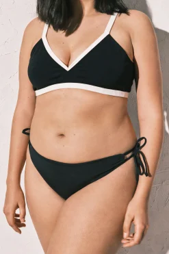 Top biquíni triangular semibrilhante preto