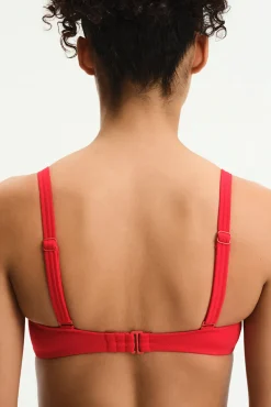 Top de biquíni bandeau efeito cruzado