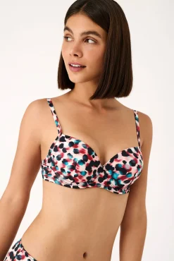 Top de biquíni com aros estampado animal