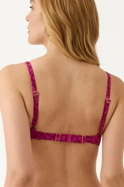 Top de biquíni com aros estampado animal