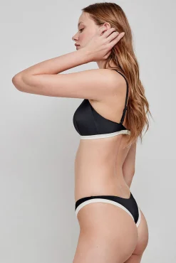 Top de biquíni triangular estampado preto