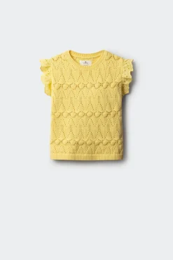 Top de malha com folhos para menina