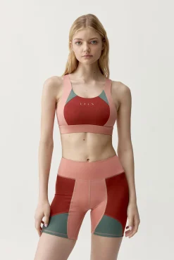 Top desportivo Darana vermelho coral/verde