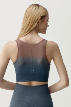 Top desportivo Dione azul acinzentado e castanho