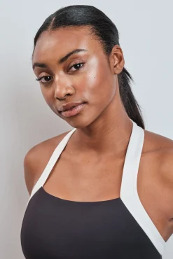 Top desportivo halter 4D Stretch contraste preto