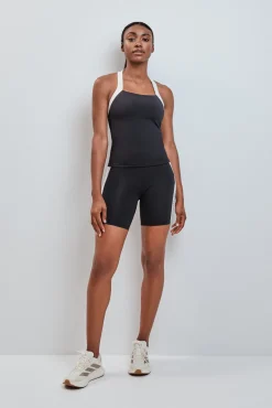 Top desportivo halter 4D Stretch contraste preto