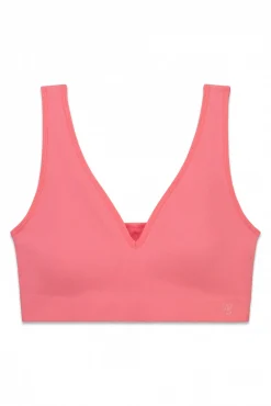 Top halter liso corte limpo coral