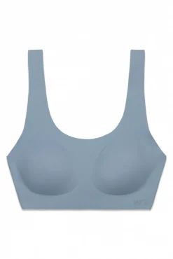Top liso clean cut em microfibra azul