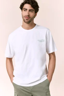 T-shirt com logo à frente e atrás