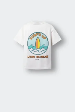 T-shirt de manga curta pranchas de surf para criança