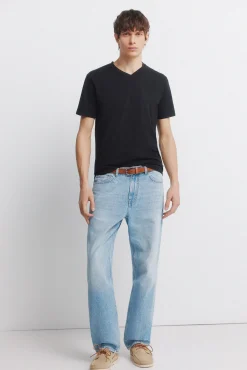 T-shirt gola em bico slim fit em lycra