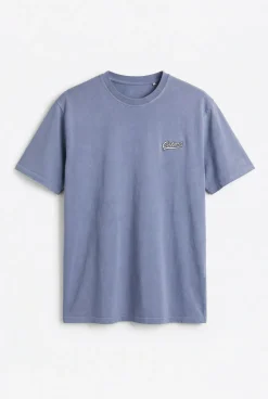 T-shirt lavada de manga curta com logo
