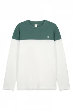 T-shirt manga comprida efeito color block