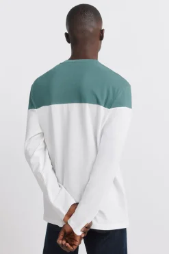 T-shirt manga comprida efeito color block