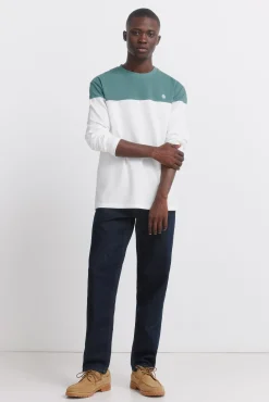 T-shirt manga comprida efeito color block