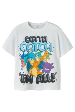 T-shirt manga curta Pokemon para menino