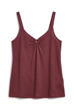 T-shirt alças com aro e franzido grená