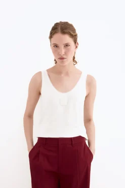 T-shirt alças decote em V