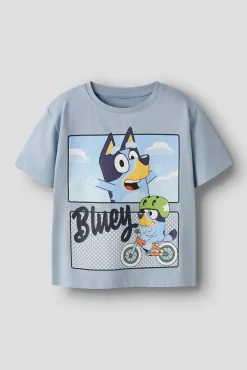 T-shirt Bluey manga curta para menino