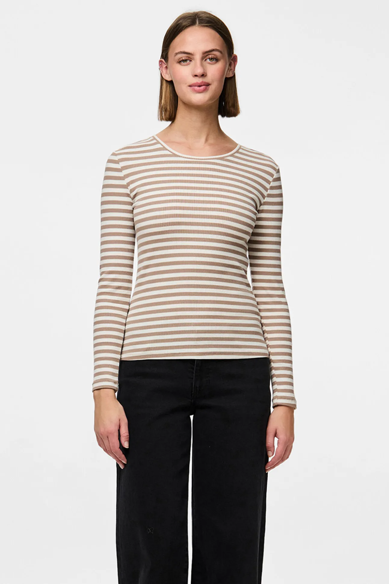 T-shirt canelada de manga comprida
