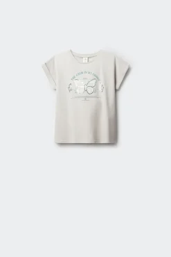 T-shirt de manga curta borboleta lantejoulas menina