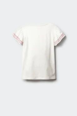 T-shirt de manga curta básica com folho estampado para menina