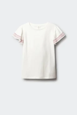 T-shirt de manga curta básica com folho estampado para menina