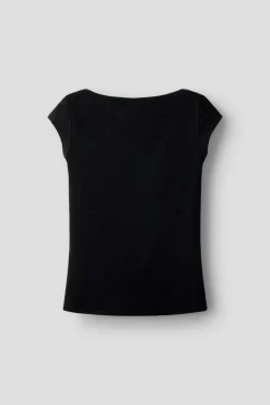 T-shirt de manga curta canelada elástica