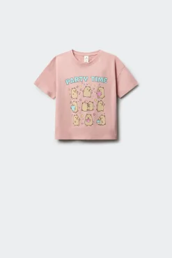 T-shirt de manga curta capybara party menina