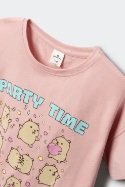 T-shirt de manga curta capybara party menina