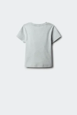 T-shirt de manga curta com debruado de flores para menina