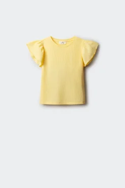 T-shirt de manga curta com folhos menina