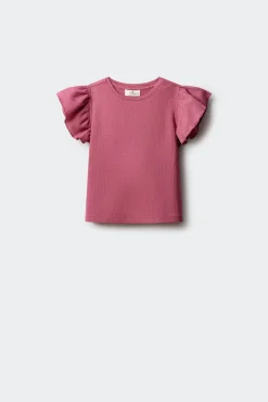 T-shirt de manga curta com folhos menina