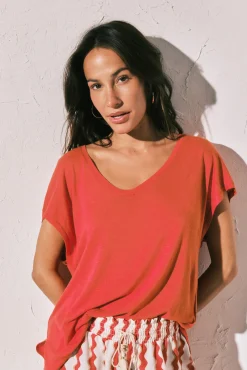 T-shirt de manga curta coral