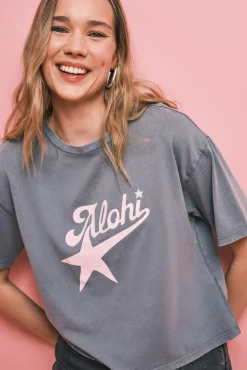 T-shirt de manga curta em algodão cinza