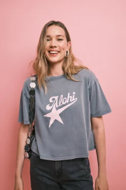 T-shirt de manga curta em algodão cinza