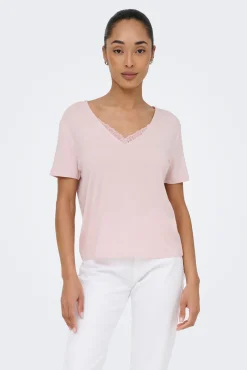 T-shirt de renda de manga curta