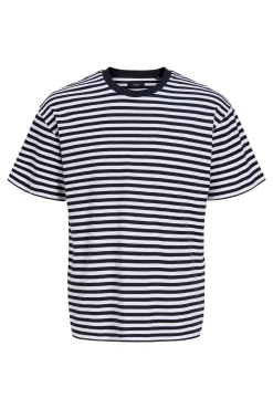 T-shirt de riscas gola redonda