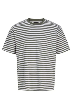 T-shirt de riscas gola redonda