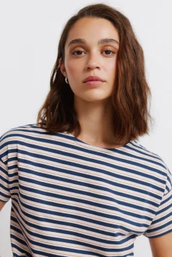 T-shirt em algodão com riscas duplas