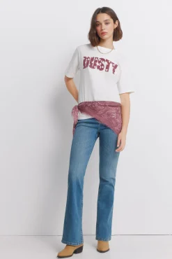 T-shirt gola canelada dusty